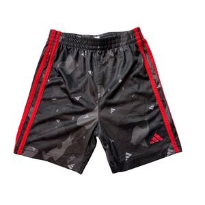 Adidas Shorts Boys 5 Black Grey Camo Red Stripes Athletic AG6459 Regular‎ Fit